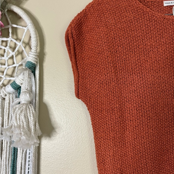 Anthropologie Moon & Madison Knit Sweater Top Rust Orange Size XS - Picture 2 of 6